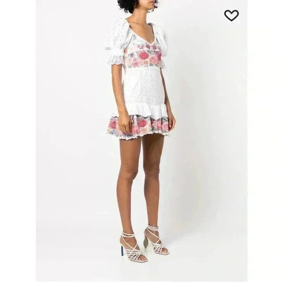 NWT LoveShackFancy Thressey Floral Embroidered Eyelet Cotton Mini Dress White 4 - Picture 4 of 10
